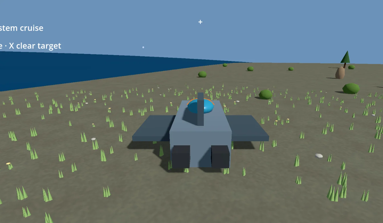 ProjectWander spacecraft beside coastline and vegetation